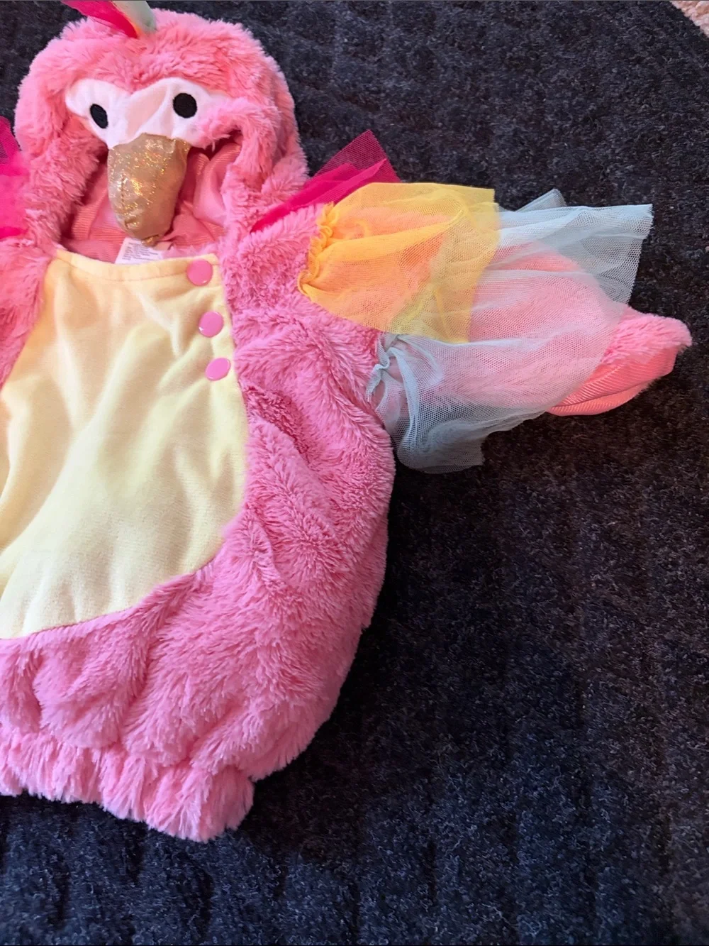 Target Pink Plush Bird Costume With Golden Beak/Tulle Ruffles Size 0-6 Months - Picture 4 of 9